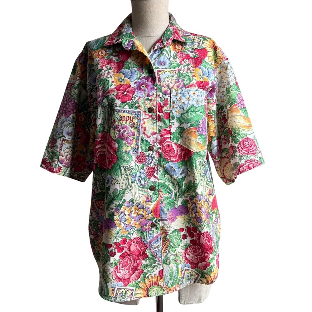 American Vintage Floral Print Cotton Button-Up Shirt M